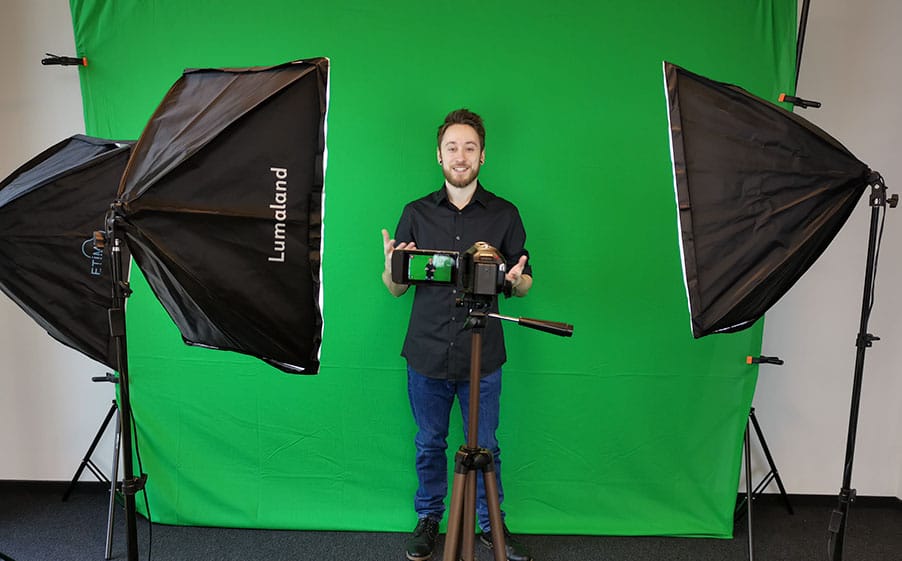 Set für eine Greenscreen Aufnahme