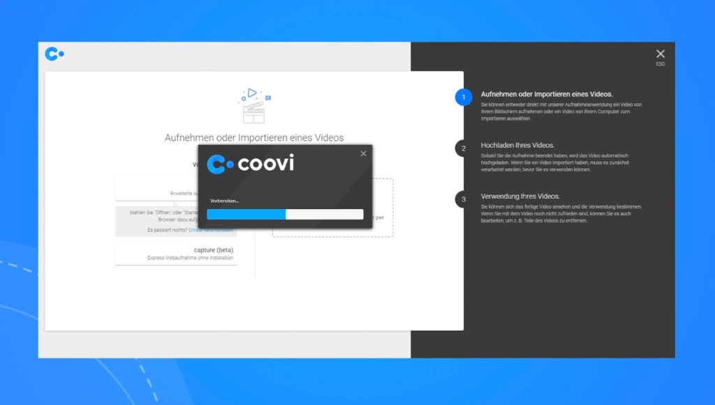 Start des coovi Aufnahmetools