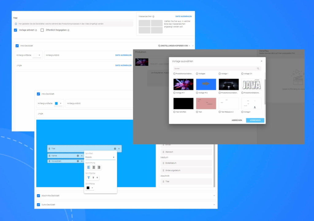 Vorlagen der Produktionsschablonen und Schriftarten in coovi