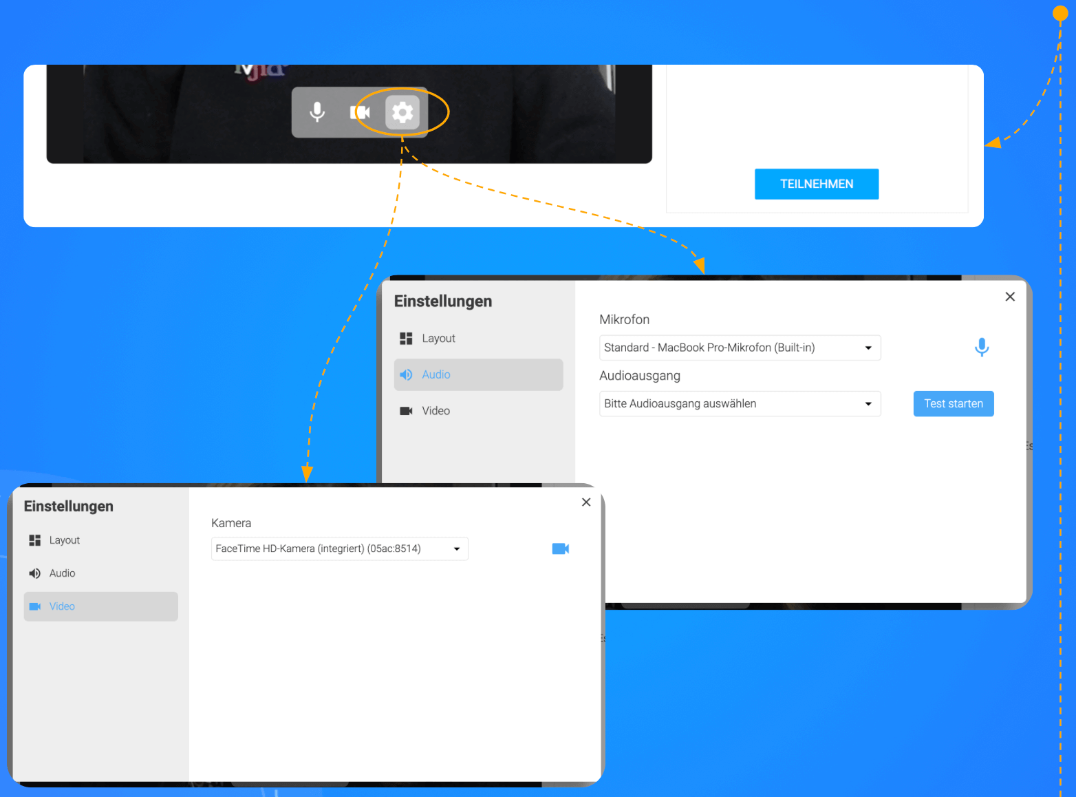 Nutzerbezogene Einstellungen bei Webkonferenzen